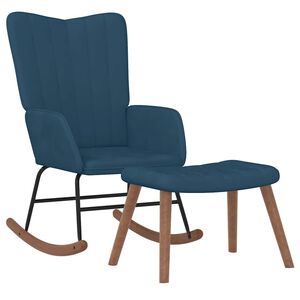 vidaXL Chaise &agrave; bascule avec repose-pied Bleu Velours
