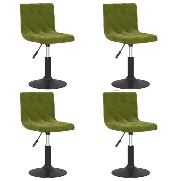 vidaXL Chaises pivotantes &agrave; manger lot de 4 vert clair velours