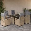 vidaXL Ensemble &agrave; manger de jardin coussins 7 pcs m&eacute;lange beige rotin