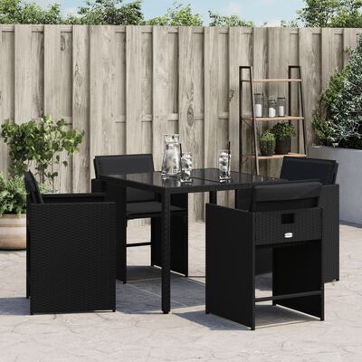 vidaXL Chaises de jardin lot de 4 avec coussins noir résine tressée