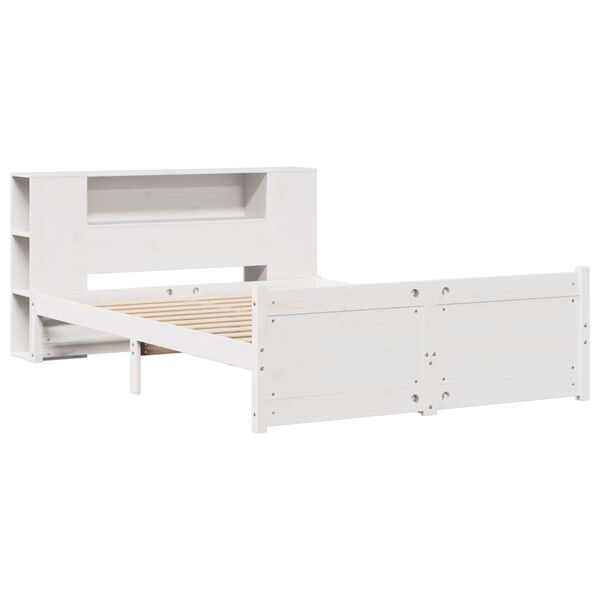vidaXL Lit biblioth&egrave;que sans matelas blanc 140x200 cm bois pin massif