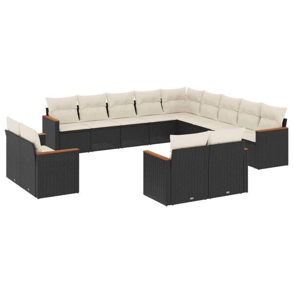 vidaXL Salon de jardin avec coussins 13 pcs noir r&eacute;sine tress&eacute;e