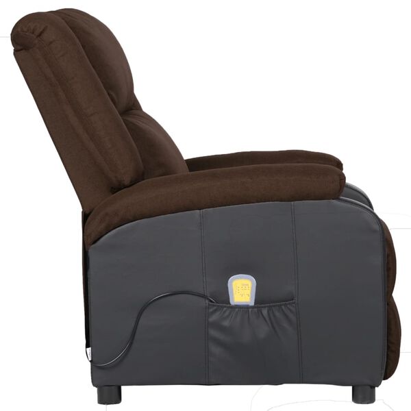 vidaXL Fauteuil de massage électrique marron foncé similicuir et tissu