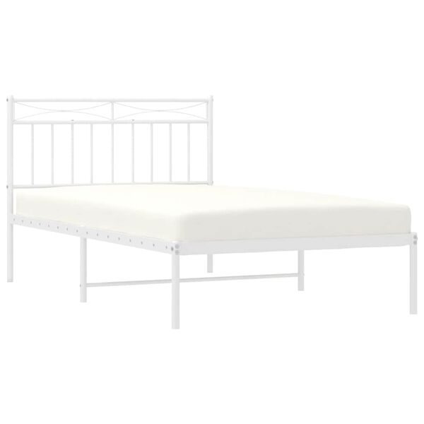vidaXL Cadre de lit m&eacute;tal sans matelas et t&ecirc;te de lit blanc 100x200 cm