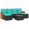 vidaXL Ensemble de canap&eacute; de jardin 7 pcs avec coussins noir r&eacute;sine tress&eacute;e
