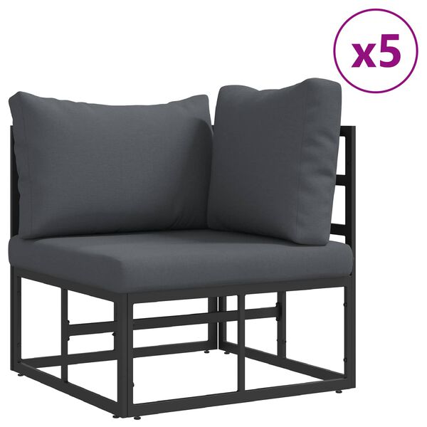 vidaXL Ensemble de canap&eacute; de jardin avec coussin 12 pcs Noir Aluminium