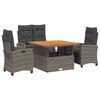 vidaXL Ensemble &agrave; manger jardin 4pcs et coussins Gris R&eacute;sine tress&eacute;e