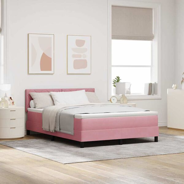 vidaXL Lit &agrave; ressorts avec matelas Rose 160 x 200 cm Velours