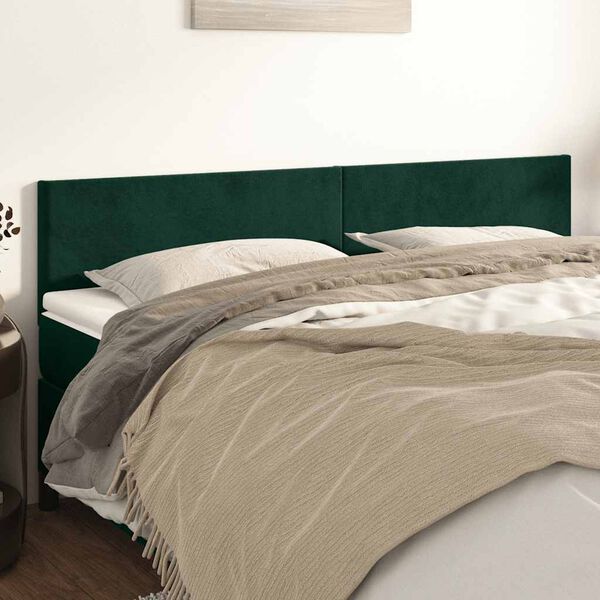 vidaXL T&ecirc;tes de lit 2 pcs Vert fonc&eacute; 100x5x78/88 cm Velours