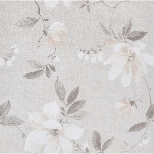 vidaXL Papier peint 3D motif de fleur gris 10x0,53 m non tiss&eacute;