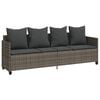 vidaXL Chaise longue avec coussins gris r&eacute;sine tress&eacute;e