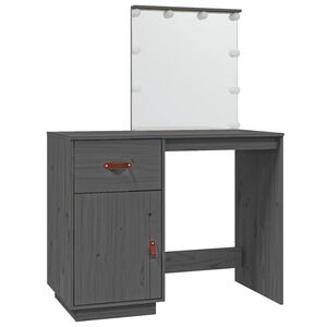 vidaXL Coiffeuse avec LED Gris 95x50x133,5 cm Bois de pin massif