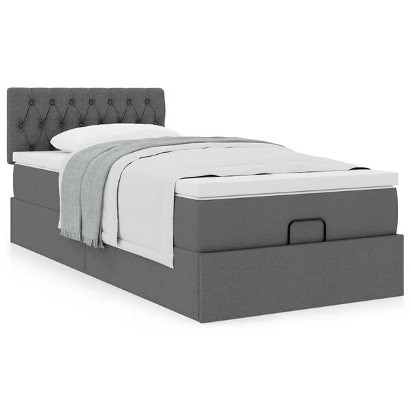 vidaXL Cadre de lit ottoman avec matelas gris fonc&eacute; 80x200 cm tissu