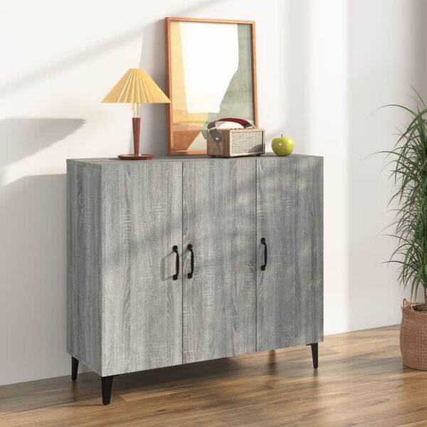 vidaXL Buffet sonoma gris 90x34x80 cm bois d'ingénierie