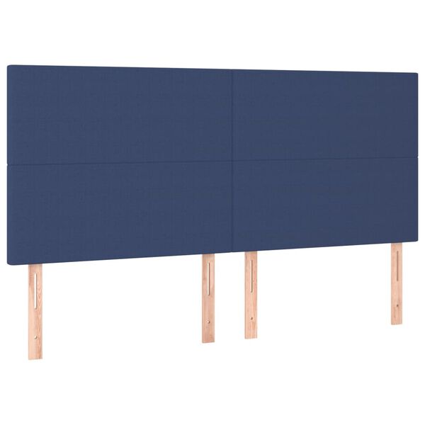 vidaXL T&ecirc;te de lit &agrave; LED Bleu 160x5x118/128 cm Tissu