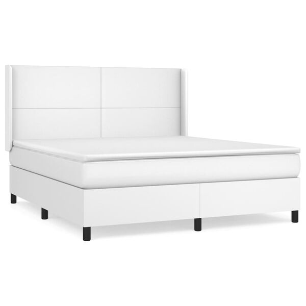 vidaXL Sommier &agrave; lattes de lit avec matelas Blanc 180x200cm Similicuir