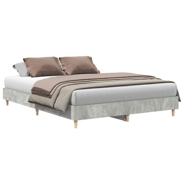 vidaXL Cadre de lit sans matelas gris b&eacute;ton 150x200 cm bois ing&eacute;nierie