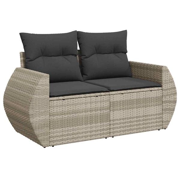 vidaXL Salon de jardin 9 pcs avec coussins gris clair r&eacute;sine tress&eacute;e