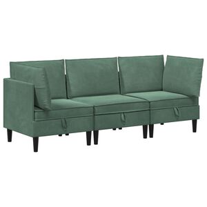 vidaXL Ensemble de meubles pour le salon 3 pcs Vert Mer Velours
