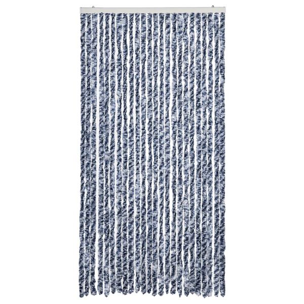 vidaXL Rideau anti-mouches bleu et blanc 100x200 cm chenille