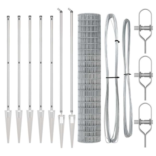 vidaXL Cl&ocirc;ture avec poteau Argent&eacute; 1,6 x 10 m Acier