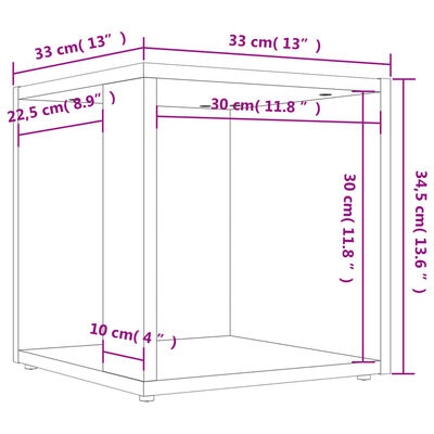 vidaXL Table d'appoint Gris béton 33x33x34,5 cm Aggloméré