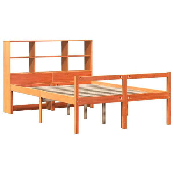 vidaXL Lit biblioth&egrave;que sans matelas cire marron 140x190cm bois massif