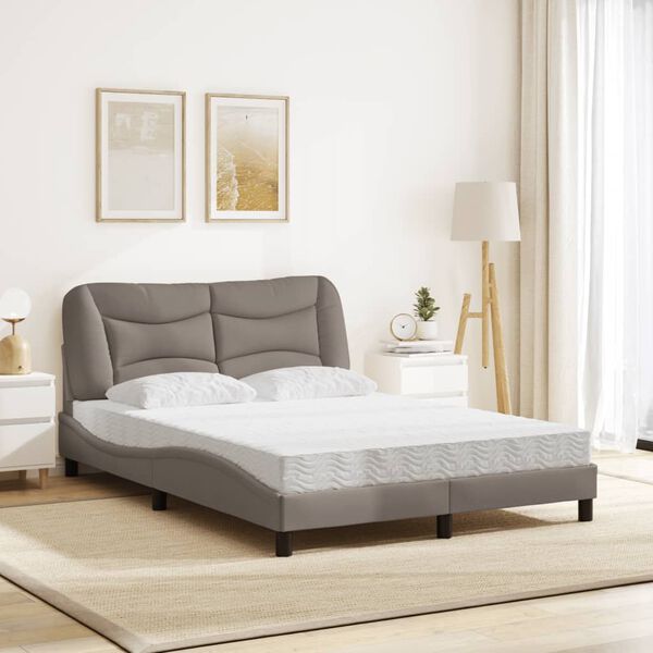 vidaXL Lit avec matelas Hvar taupe 140x200 cm tissu