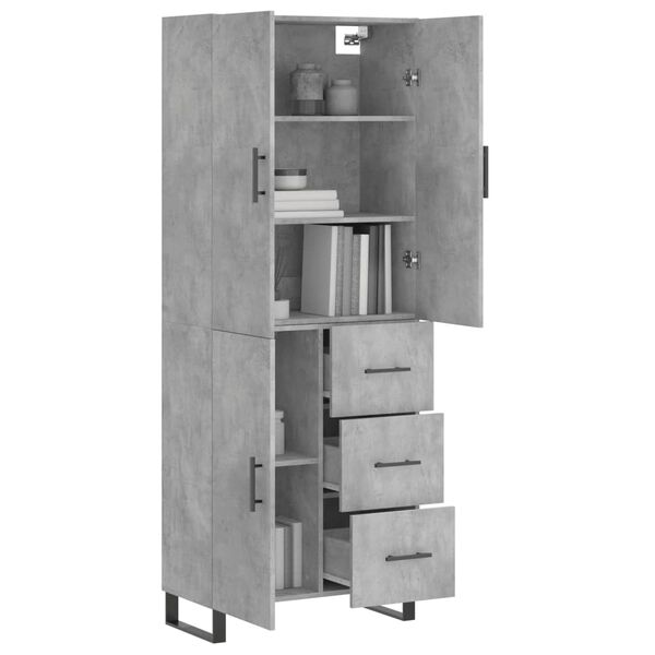 vidaXL Buffet haut Gris b&eacute;ton 69,5x34x180 cm Bois d'ing&eacute;nierie