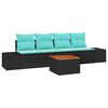 vidaXL Ensemble de canap&eacute; de jardin 5 pc Noir polyrotin