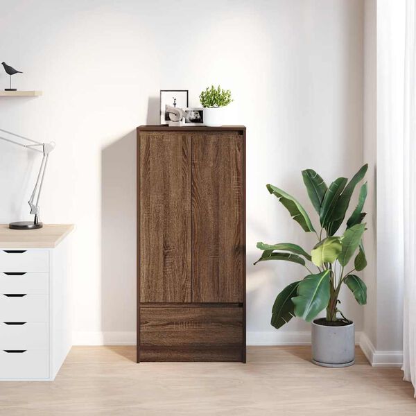 vidaXL Armoire tiroir ch&ecirc;ne marron 55,5x34x119,5 cm bois d'ing&eacute;nierie