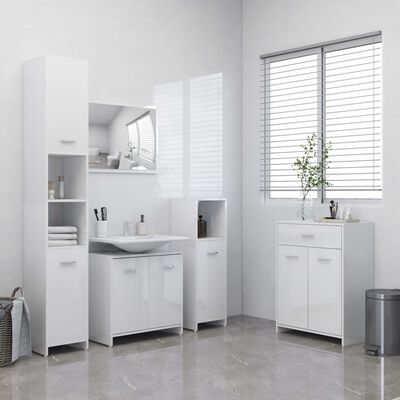 vidaXL Armoire de salle de bain blanc brillant bois d’ingénierie