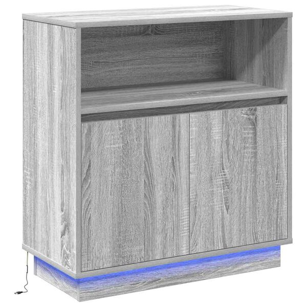 vidaXL Buffet LED Gris Sonoma 71 x 34,5 x 75 cm Bois d'ingénierie