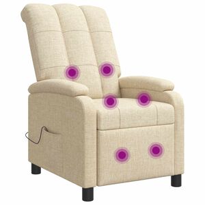 vidaXL Fauteuil de massage inclinable Cr&egrave;me Tissu