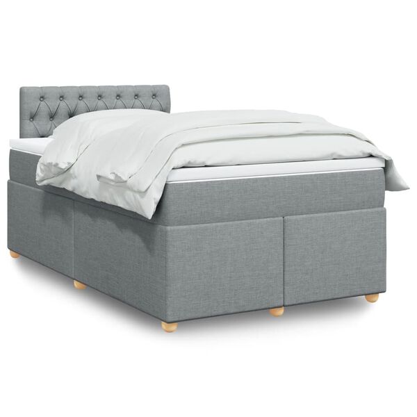 vidaXL Sommier &agrave; lattes de lit avec matelas Gris clair 120x200cm Tissu