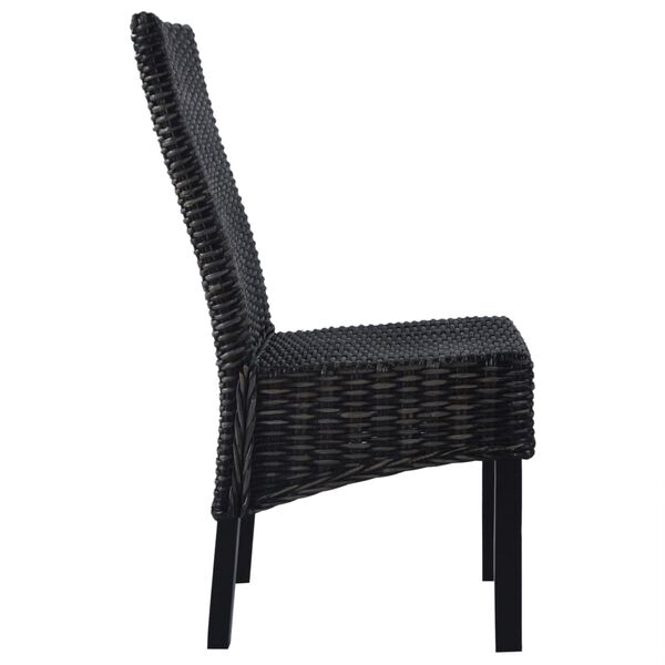 vidaXL Chaises &agrave; manger lot de 6 noir rotin Kubu et bois de manguier