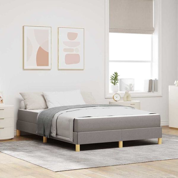 vidaXL Lit &agrave; ressorts avec matelas Taupe 140 x 200 cm tissu