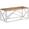 vidaXL Table basse argent&eacute; inox et bois de r&eacute;cup&eacute;ration massif