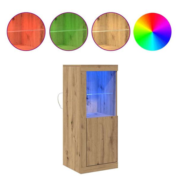 vidaXL Buffet LED Marron 41 x 37 x 100 cm Bois d'ing&eacute;nierie