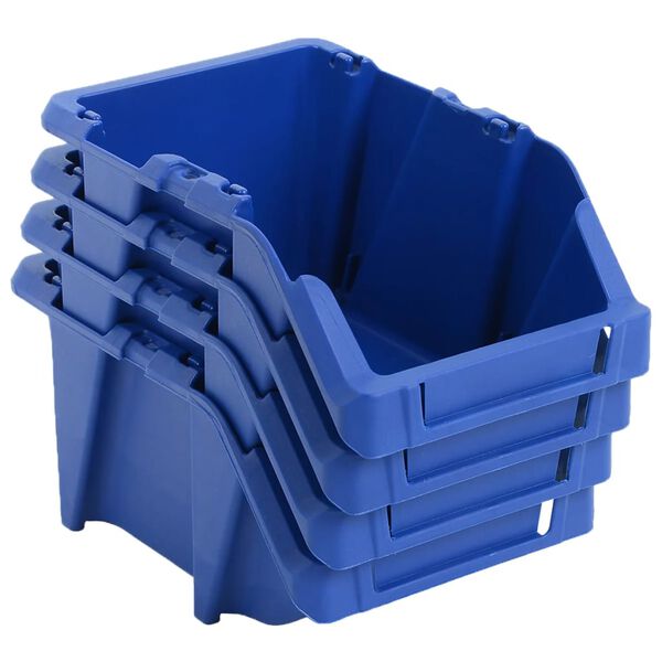 vidaXL Bac de rangement empilable 250 pcs 103x165x76 mm Bleu