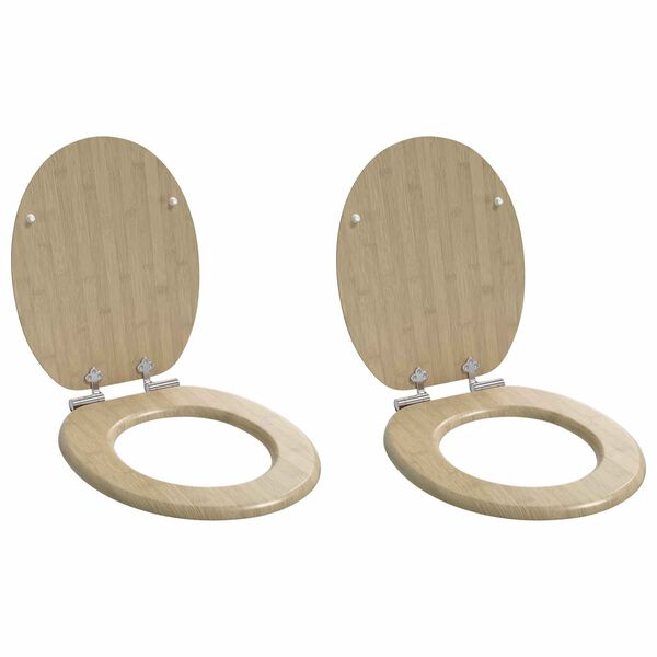 vidaXL Si&egrave;ge de toilette 2 pcs Couleur bambou clair 44 x 38 cm