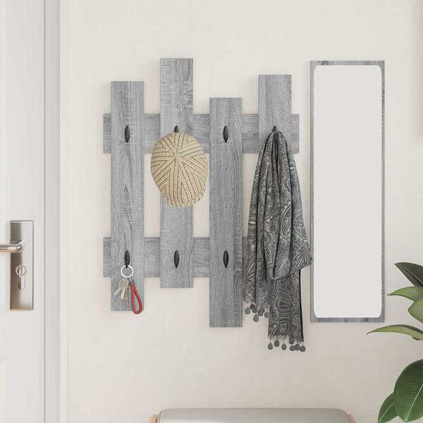 vidaXL Porte-manteau mural Montage mural Gris Sonoma 60 x 3 x 82 cm
