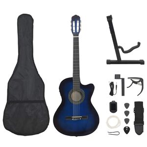 vidaXL Jeu de guitare 12pcs occidental avec &eacute;galiseur et 6 cordes Bleu