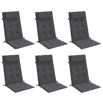 vidaXL Coussins de chaise à dossier haut lot de 6 anthracite