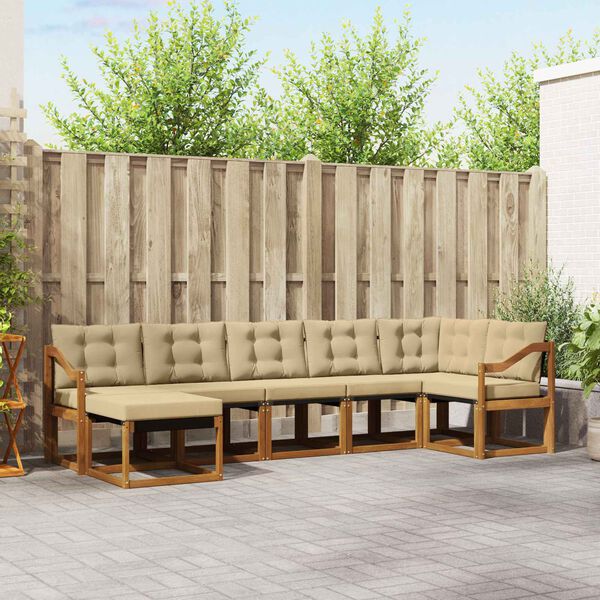 vidaXL Ensemble de canap&eacute;s d'ext&eacute;rieur 7 pcs Naturel et Beige