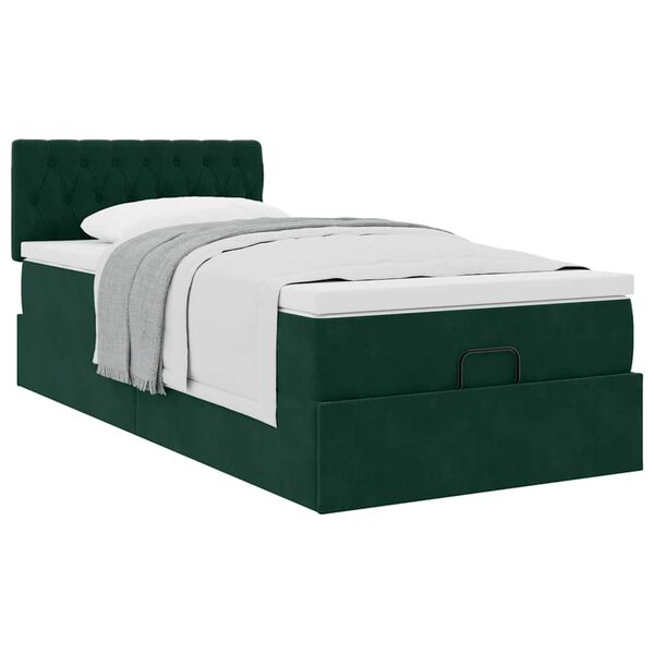 vidaXL Cadre de lit ottoman avec matelas vert fonc&eacute; 100x200 cm velours