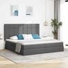 vidaXL Lit avec rangement et matelas Gris fonc&eacute; 200 x 200 cm Polyester