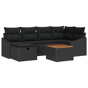 vidaXL Ensemble de canap&eacute; de jardin 7 pc Noir Poly rotin