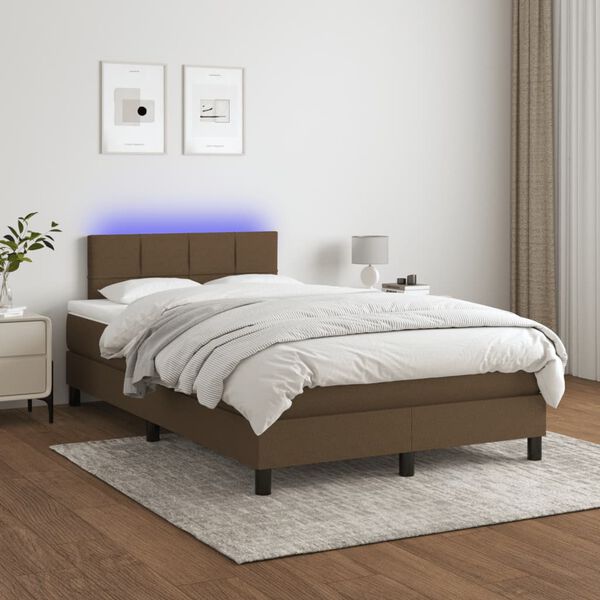 vidaXL Sommier &agrave; lattes de lit matelas et LED Marron fonc&eacute; 120x200 cm