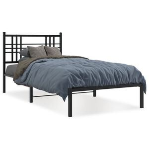 vidaXL Cadre de lit m&eacute;tal sans matelas avec t&ecirc;te de lit noir 90x190 cm
